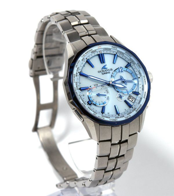 CASIO カシオ OCEANUS Manta オシアナス マンタ OCW S 3400 D 2 AJF アクアマリン 電波ソーラー メンズ