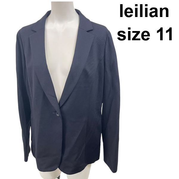 ◆ レリアン leilian ジャケット テーラード ネイビー 11 L レディース S 6 A 020