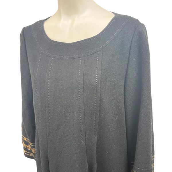 レリアン leilian ワンピース 七分袖 セレモニー 黒 ゴールド色 毛 13 L～XL レディース S 6 A 034