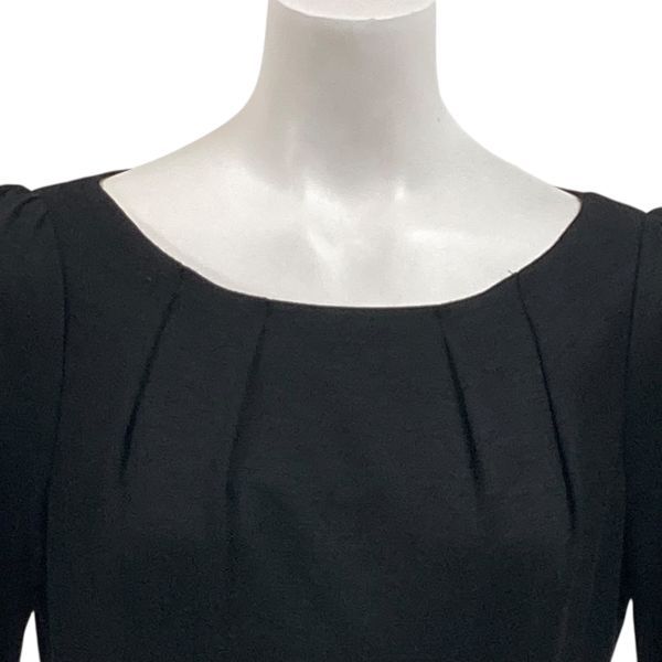 アナイ ANAYI プリーツ ワンピース ニットワンピース 長袖 フォーマル 冠婚葬祭 日本製 黒 ウール 38 M ９号 レディース S 6 A 032