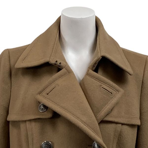 バーバリーブルーレーベル BLUE LABEL ウールコート ベルト キュプラ裏地 ベージュ ウール 38 M ９号 レディース S 6 A 030