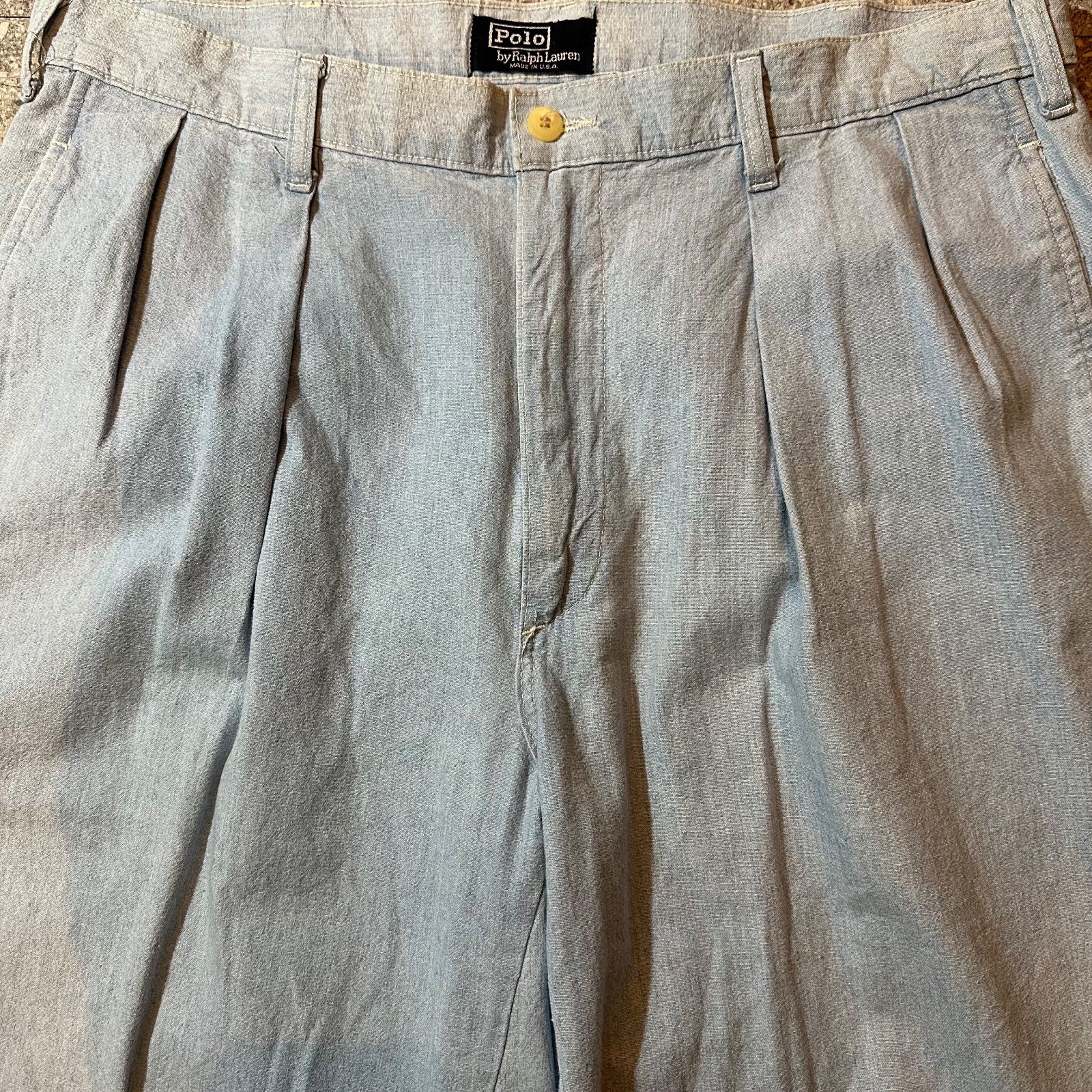 80s〜90s polo by Ralph Lauren Chambray pants made in USA w36 L36 