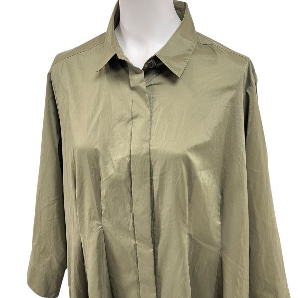 ♥ レキップ LEQUIPE シャツワンピース ライトストレッチタフタ カーキ 2 レディース S 5 Y 750