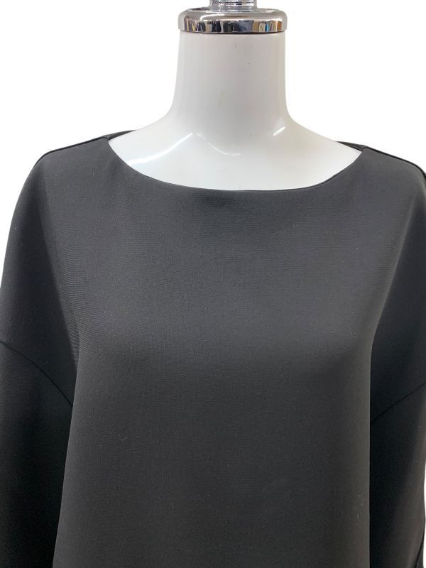 アドーア ADORE ワンピース 膝丈 長袖 ドロップショルダー ボートネック 前ポケット 黒 38 M 9号 レディース H 6 A 021