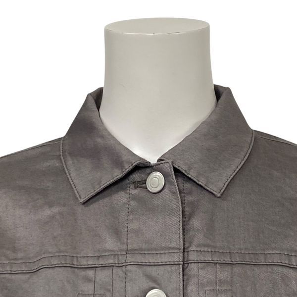 ♥ ヒューマンウーマン HUMAN WOMAN Ｇジャンワンピース シャツワンピ ロング丈 長袖 グレー 麻 コットン M 9号 レディース S 6 A 027