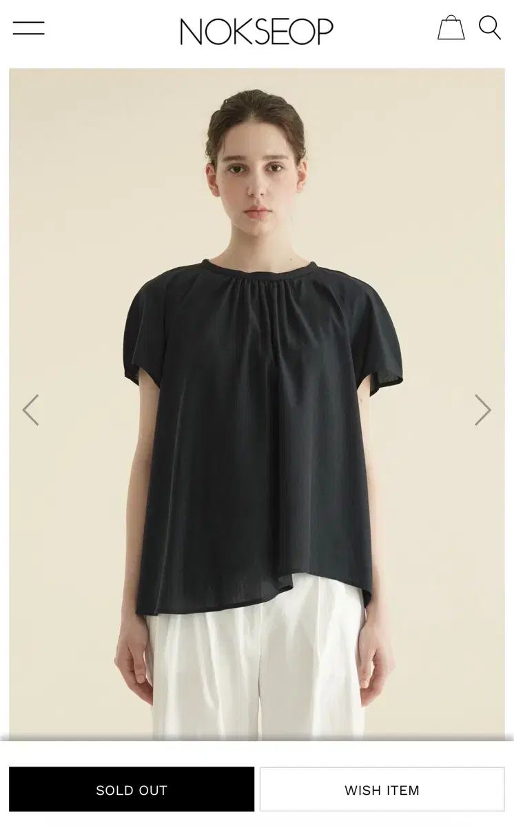 녹섭 NOKSEOP ブラック 半袖 ブラウス