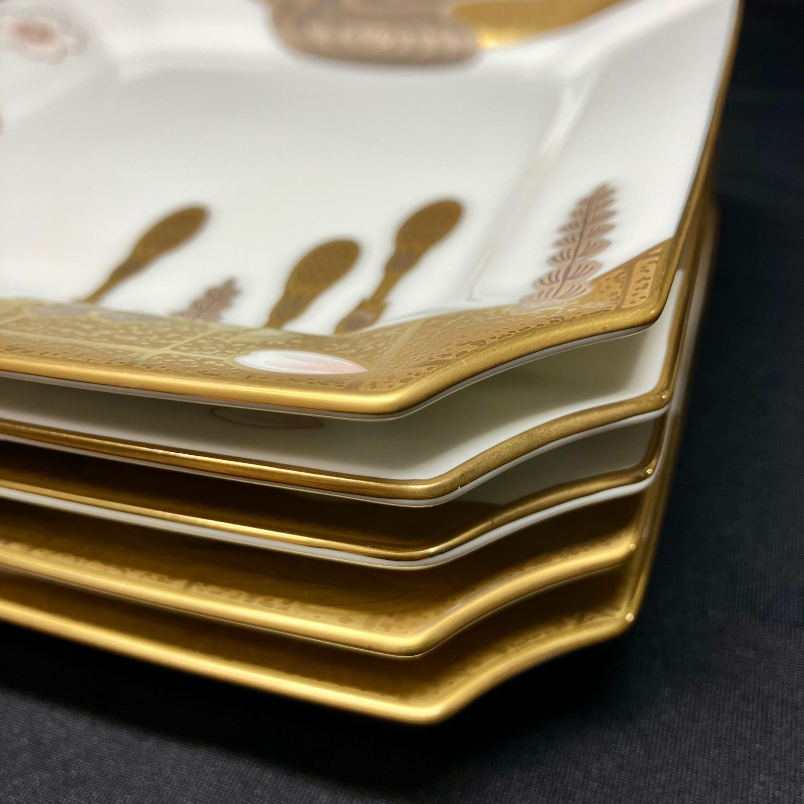 ノリタケ 角皿 5客 スクエアプレート 金彩 レア ノリタケ 乃りたけ あやみなも 角皿 スクエアプレート 5客 金彩 レア