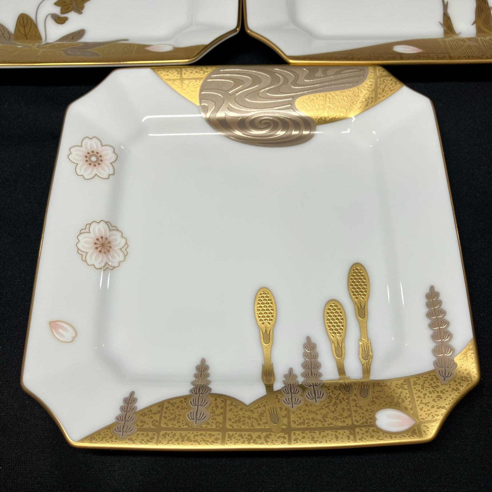  ノリタケ 乃りたけ あやみなも 角皿 スクエアプレート 5客 金彩 ♥ 皿 食器