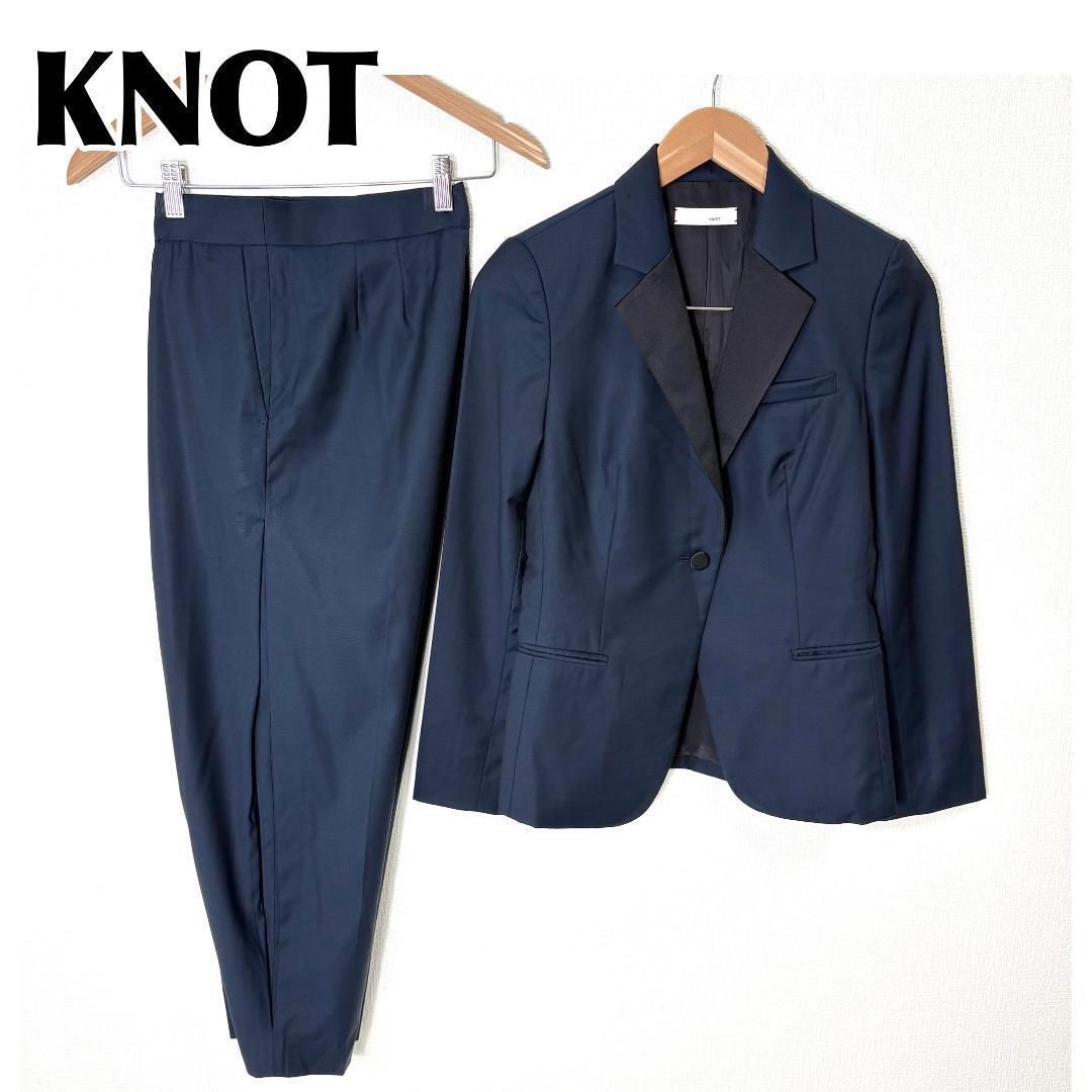 KNOTT パンツスーツセットアップ ワンボタン S 無地 ネイビー