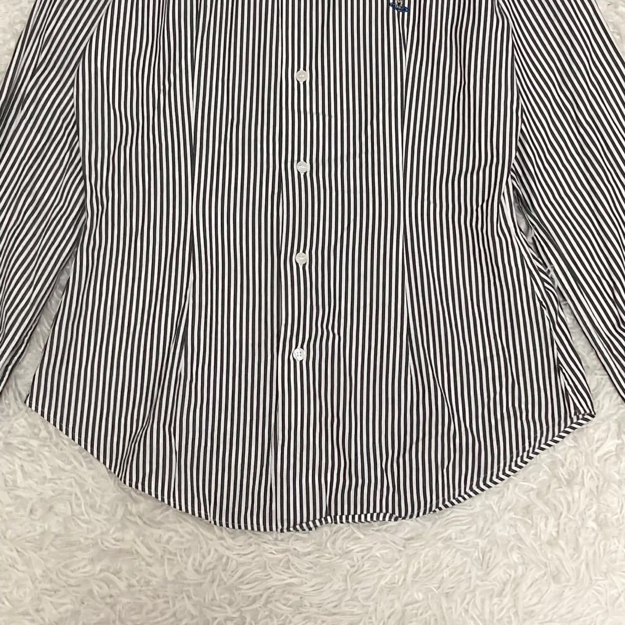 【美品】vivienne westwood ストライプシャツ 美品》Vivienne Westwood ストライプ柄シャツ グレー 48 ワンポイント