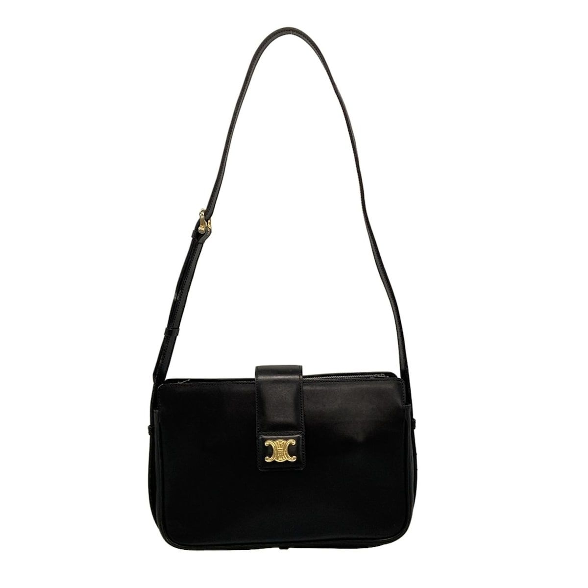 CELINE(セリーヌ) ショルダーバッグ - 黒 トリオンフ金具/ヴィンテージ 