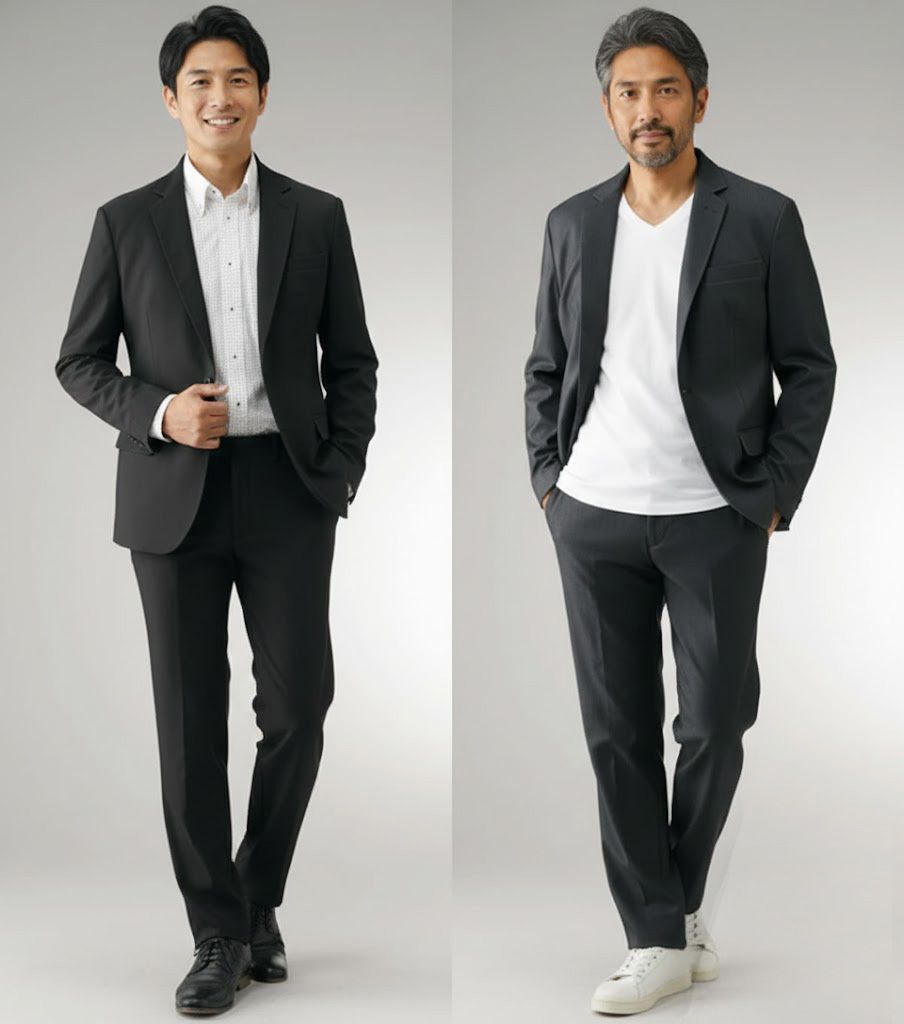 アウトレット ♥ サイズ3 L ネイビー デニム調 DOLCE MARA ドルチェマーラ ストレッチ セットアップスーツ