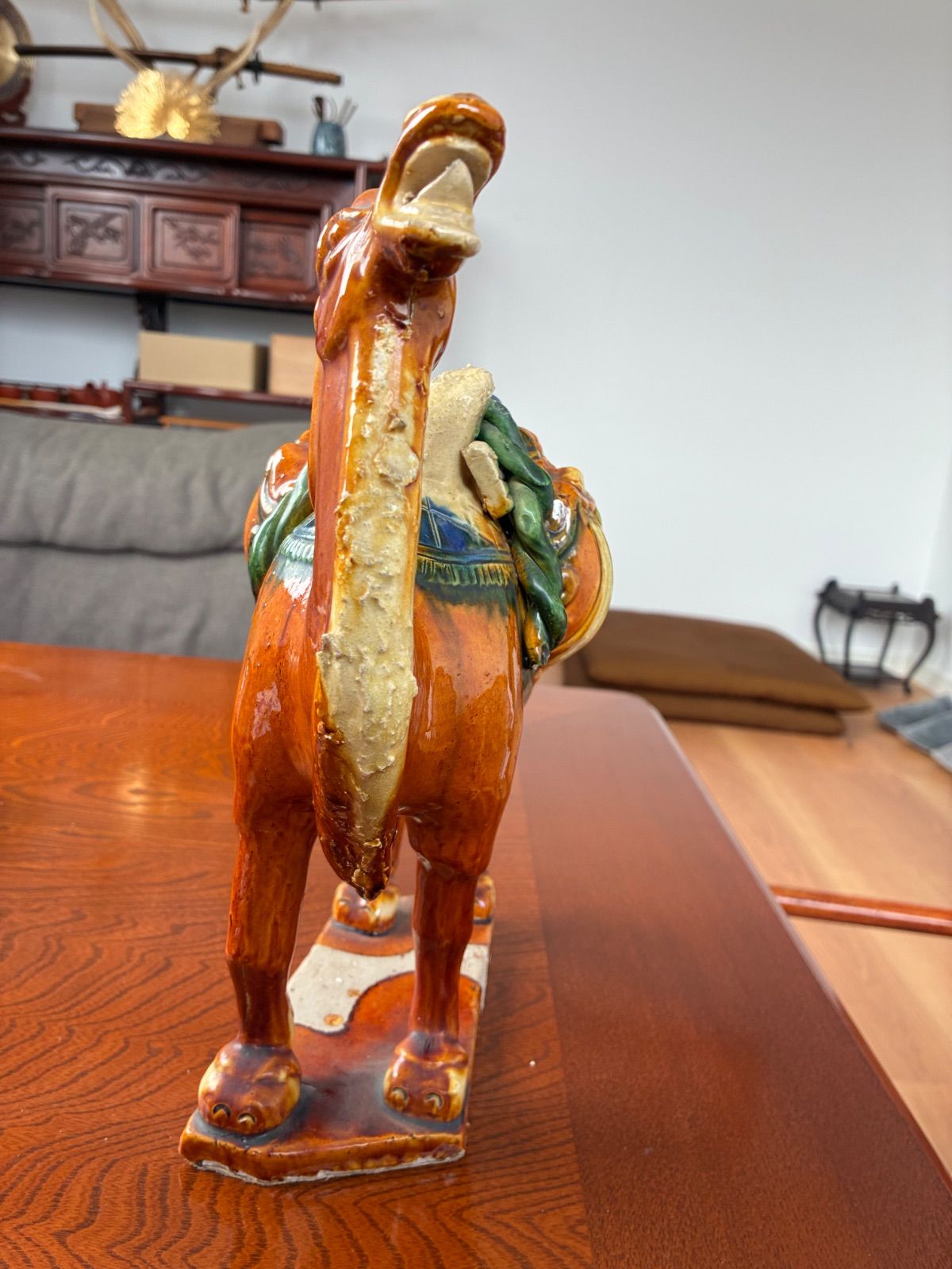 中国　唐時代　古美術 唐三彩駱駝上人物像共 箱、共布付き 中国 唐時代 古美術 唐三彩駱駝上人物像共 箱、共布付き 中国 唐