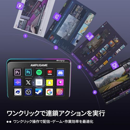 FIFINE Stream Controller 15 LCDキー配列 左手デバイス RGBライト 日本語ソフト搭載 カスタムキー登録可 ストリーミング 配信 ゲーミング適用 コントローラー OBS Twitch YouTube連携 Mac PC対応 ショー m