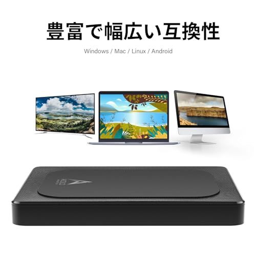 AIOLO 外付けHDD 4 TB 超薄型 2.5インチ USB 3.2対応 ポータブルハードディスク テレビ録画|PC|Mac|PS 4|PS 5|XBox対応 Type-Cケーブル付 A 4-4 T-BLK-A m