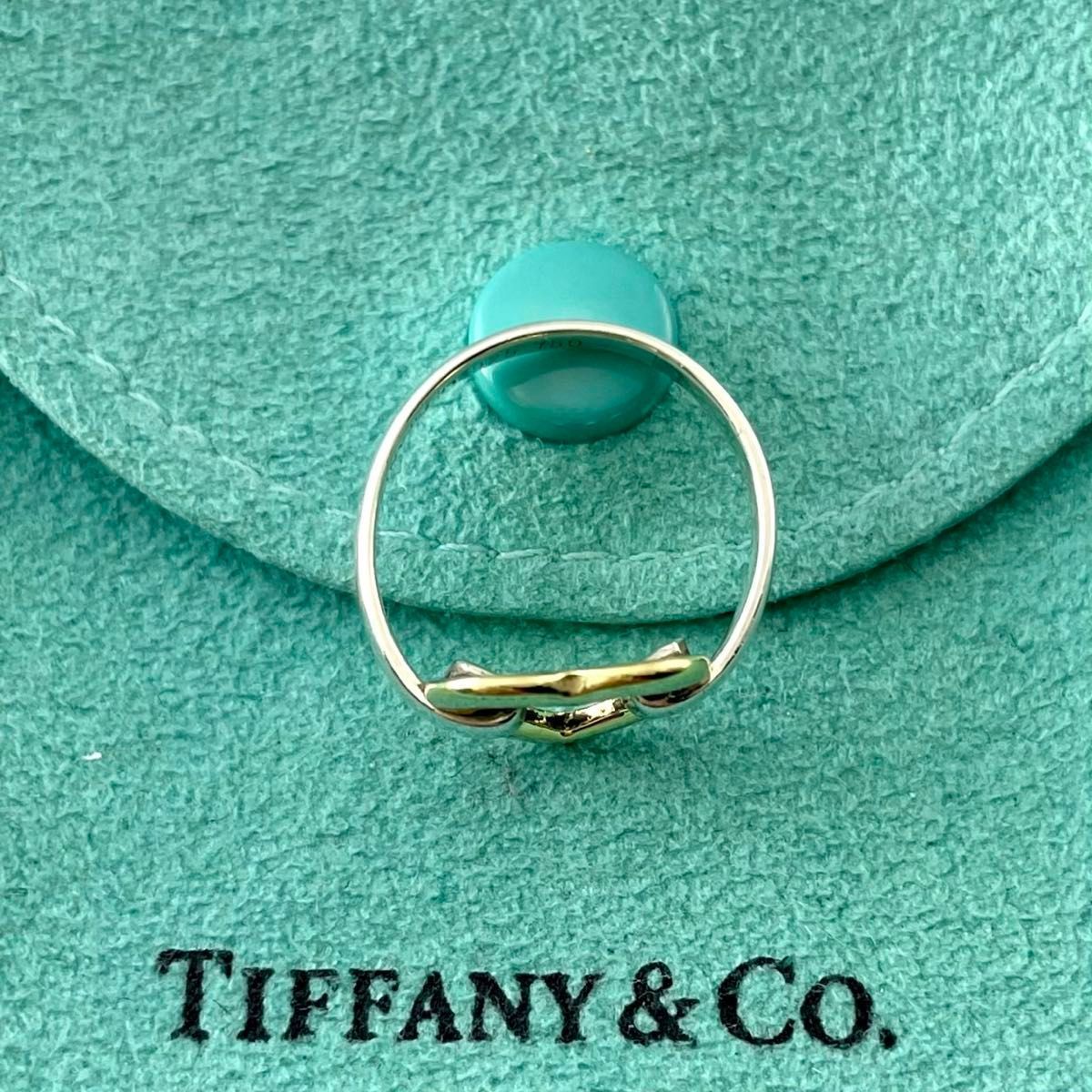 ティファニー　ハート　コンビ　リング　925 750 13号 TIFFANY&Co.（ティファニー） ハートウィズボウ リング リボン コンビ