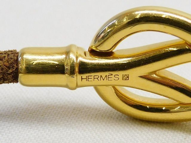エルメス HERMES □ アタメ ブレスレット ゴールドカラー金具×ブラウン
