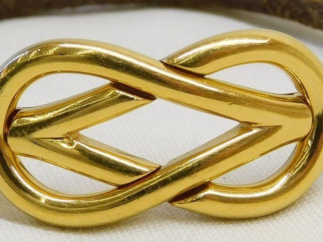 エルメス HERMES □ アタメ ブレスレット ゴールドカラー金具×ブラウン