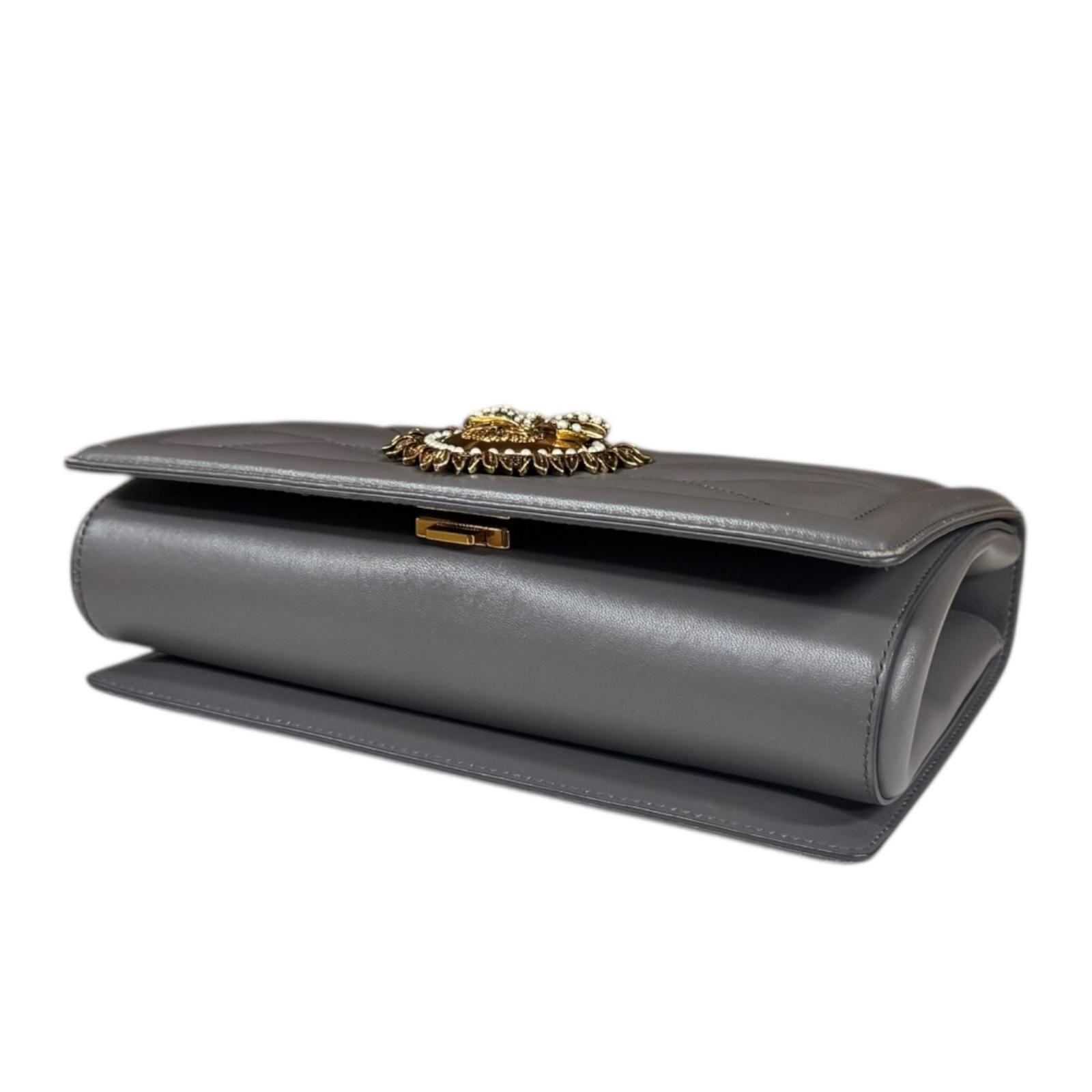 【美品】ドルチェアンドガッバーナ ミニボストン レザー ロゴ D&G グレー 美品】ドルチェアンドガッバーナ ミニボストン レザー ロゴ D&G グレー