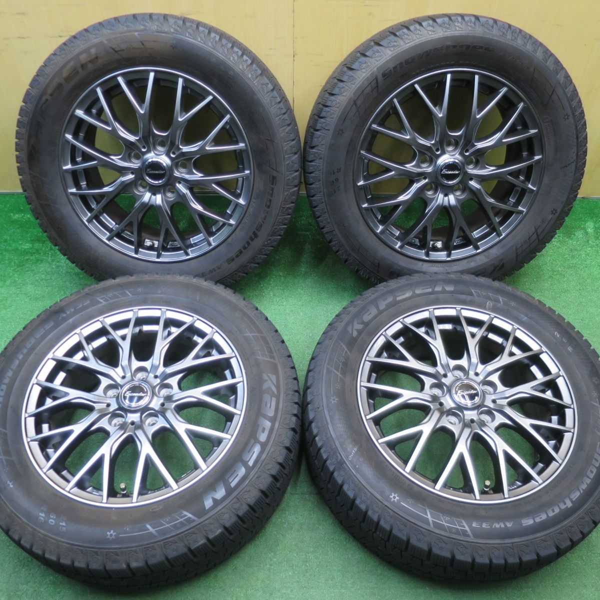 バリ溝 22年 キレイ 9 5分 スタッドレス 215 60 R 16 カプセン Snowshoes AW 33 Exceeder エクシーダー 16インチ PCD 114 3 5 H ス