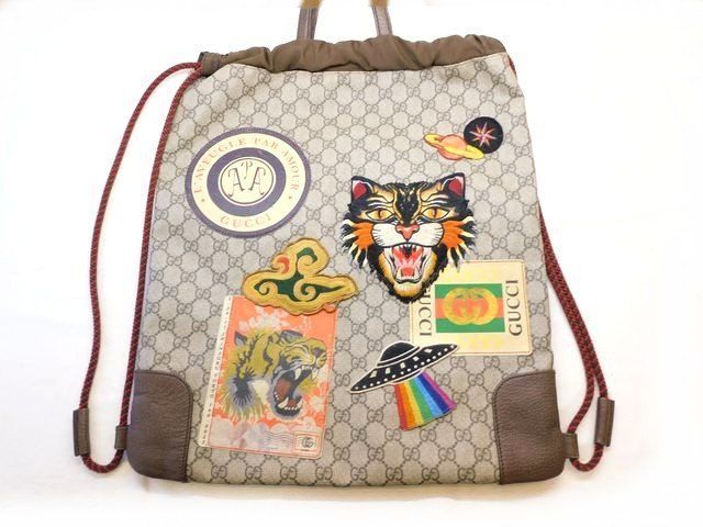 グッチ GGスプリーム クーリエ 473872 ハンドバッグ リュック PVC ベージュ GUCCI 7 L