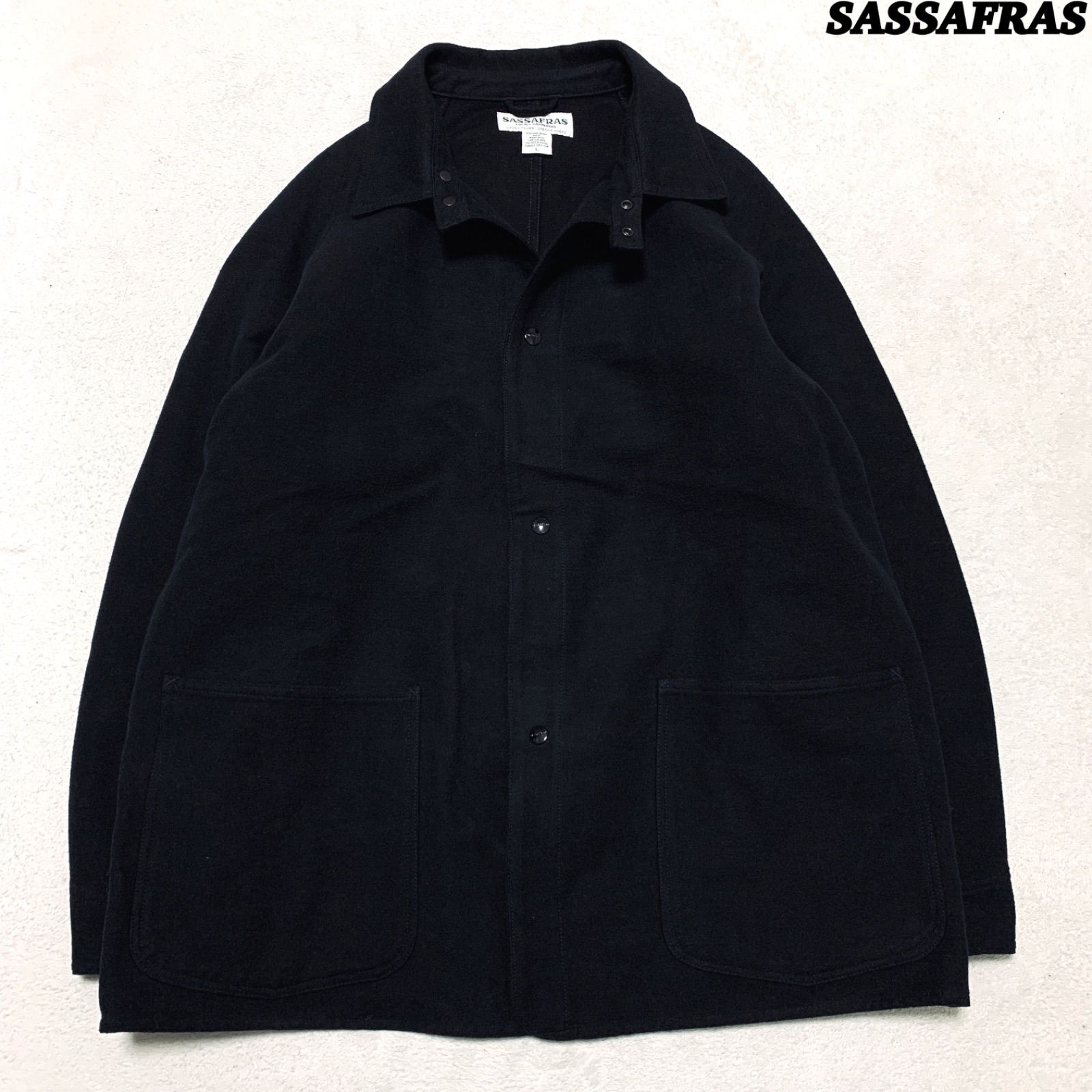 L 黒 ブラック SASSAFRAS ササフラス FALL LEAF COAT SF-232041]SASSAFRAS(ササフラス)Fall Leaf Coat + / Weather Cloth