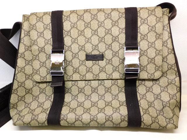 グッチ ■ GGスプリーム 122373 メッセンジャー バッグ ショルダーバッグ PVC ベージュ GUCCI □7L グッチ □ GGスプリーム 122373 メッセンジャー バッグ ショルダー