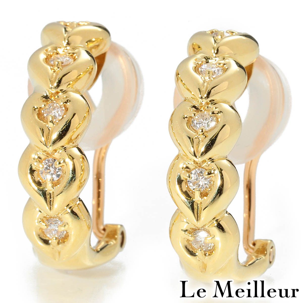 ダイヤモンド イエローゴールド K 18 YG イヤリング ピアス 兼用 プレラブド