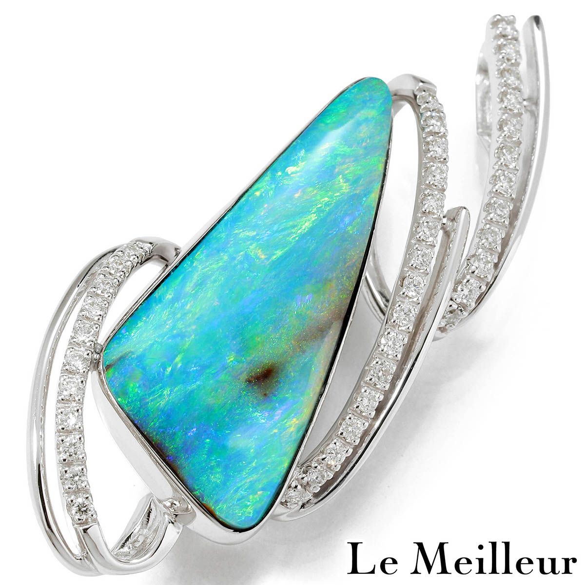 ボルダーオパール 16.52ct ダイヤモンド 0.31ct ホワイトゴールド