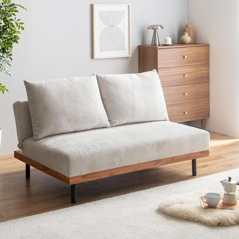 ソファ 幅120 cm リクライニング 2人掛けソファ ローソファ 脚外せる ソファベッド カウチソファ コーデュロイ生地 ゆったり シンプル おしゃれ かわいい リビング ワンルーム 1人暮らし