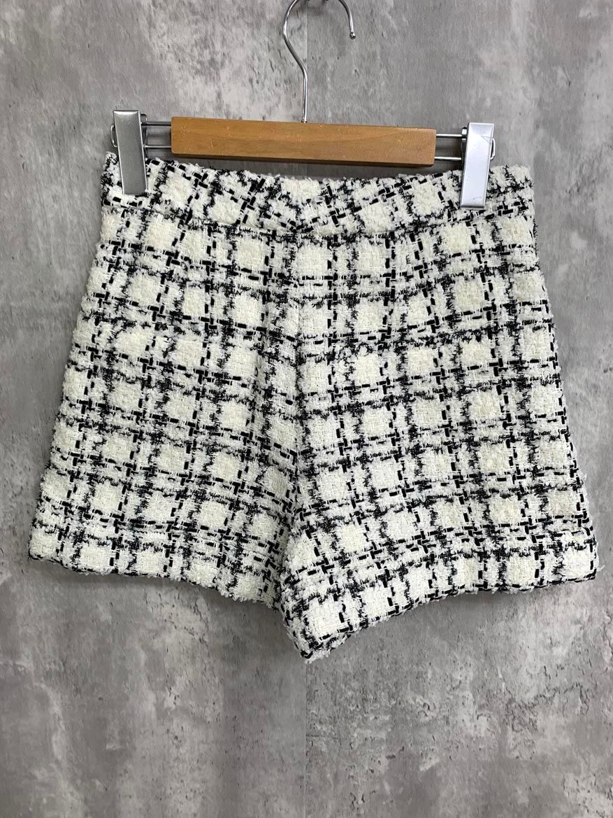 alice olivia アリスアンドオリビア ツイード チェック ショート パンツ size 0 白 ◎レディース