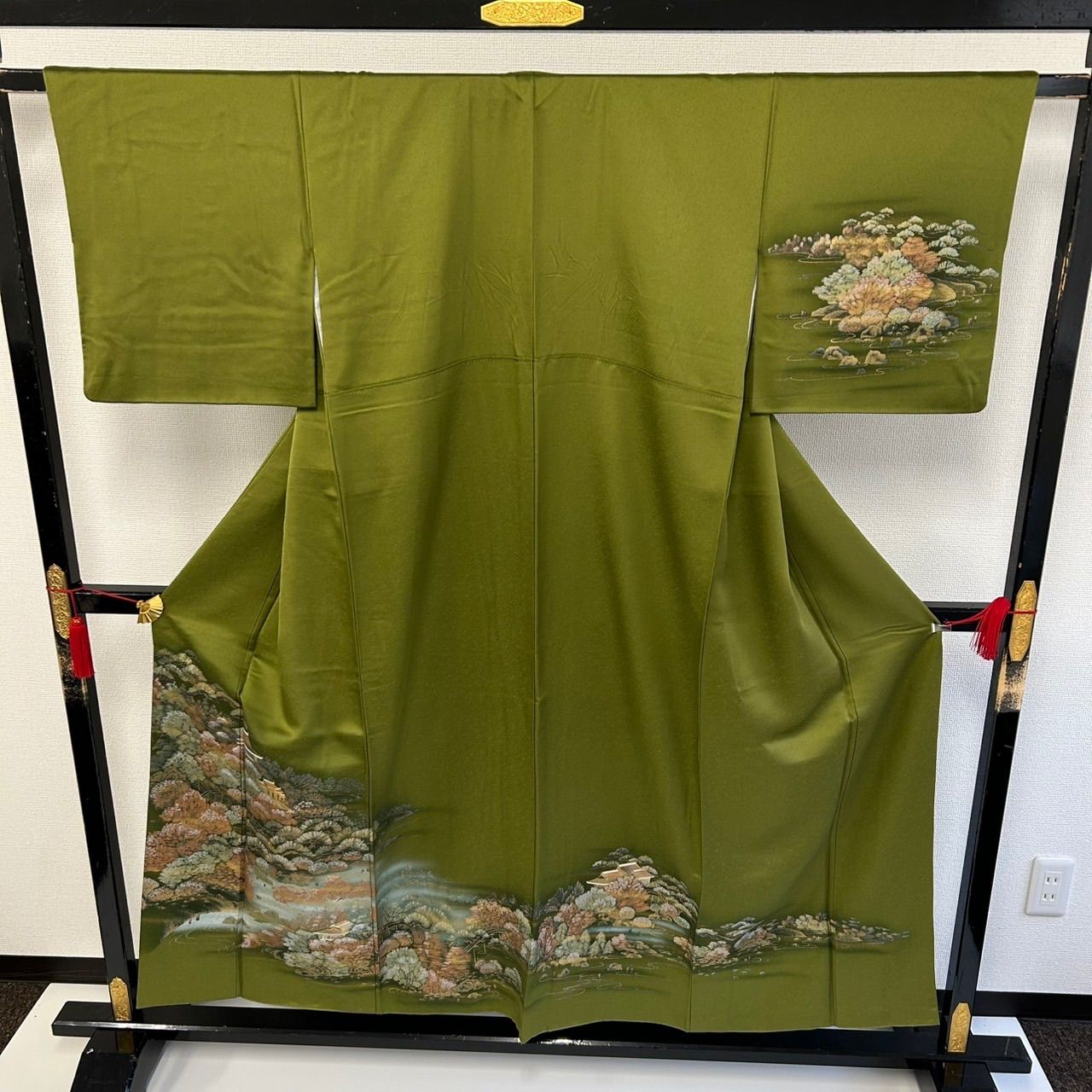 付下げ 金彩 流水 抹茶色 素敵な染め 紋無し 正絹 着物 MK-2763 - メルカリ