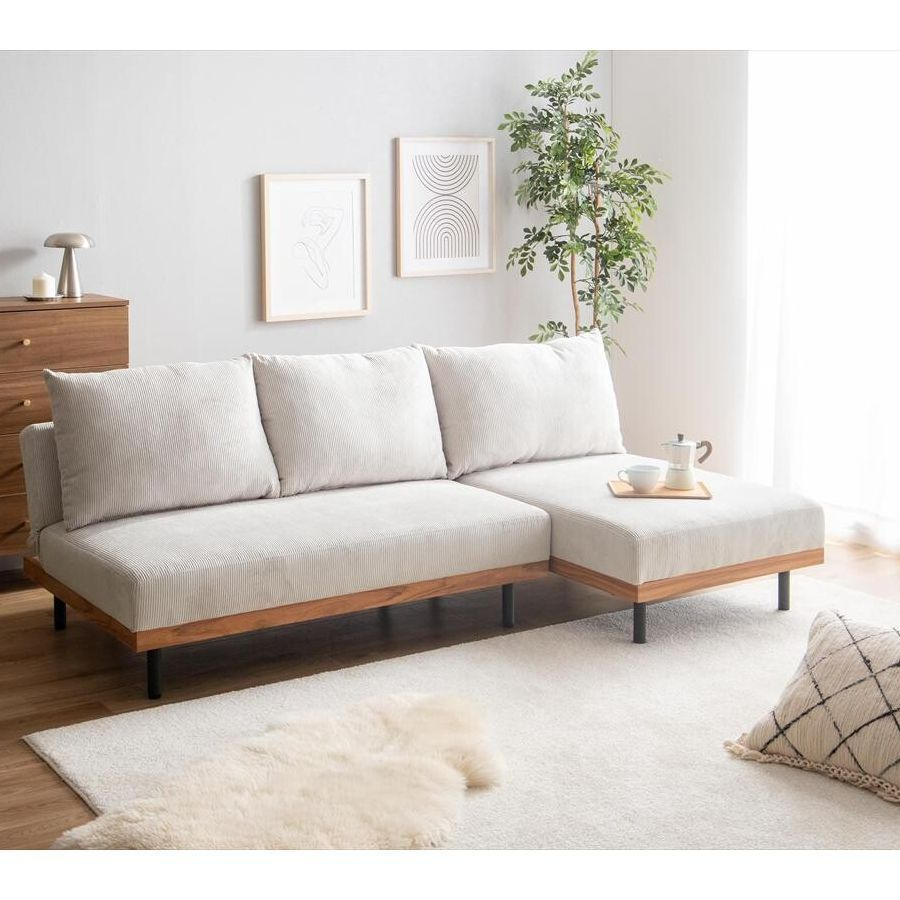 ソファ 幅190 cm リクライニング 3人掛けソファ コーデュロイ生地 ローソファ カウチソファ ソファベッド 簡易ベッド シンプル おしゃれ かわいい リビング ワンルーム 1人暮らし