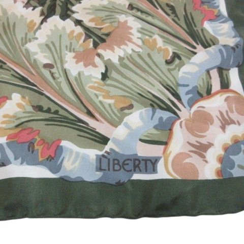 リバティ LIBERTY スカーフ シルク 花柄 イタリア製 グリー系 マルチ