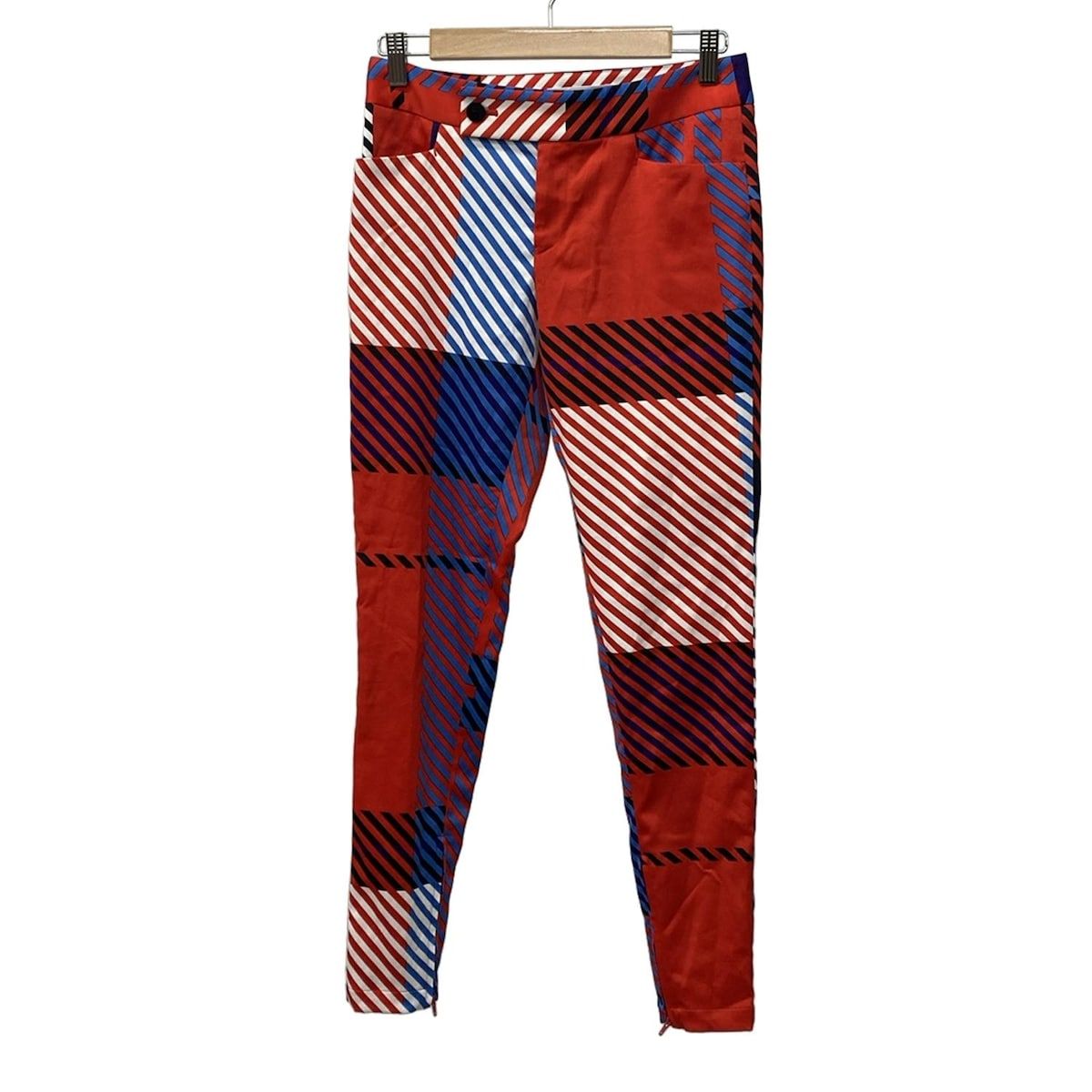 イッセイミヤケ パンツ サイズ1 S レディース - レッド×ブルー×マルチ フルレングス|ストライプ