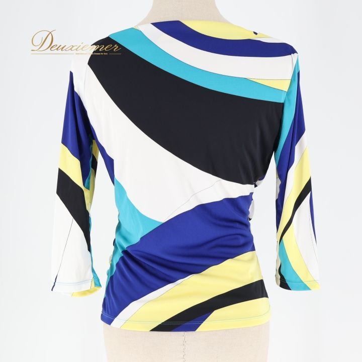 【社交ダンス】チャコット　 Dance　青地花柄トップス 社交ダンス 衣装 トップス ブラウス グレイ系 チャコットロイヤル