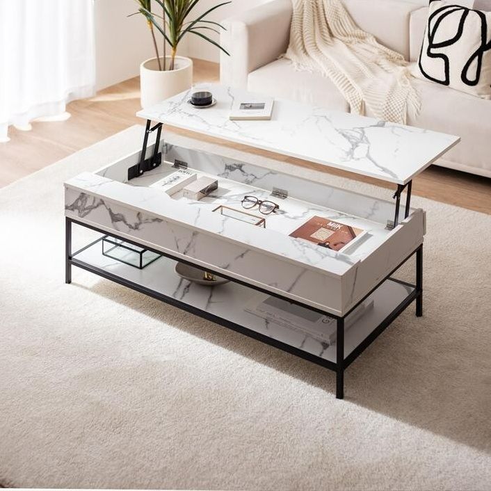 テーブル 幅110 cm 昇降式テーブル 収納付き リビングテーブル センターテーブル 机 ワークテーブル シンプル おしゃれ かわいい リビング ワンルーム 1人暮らし