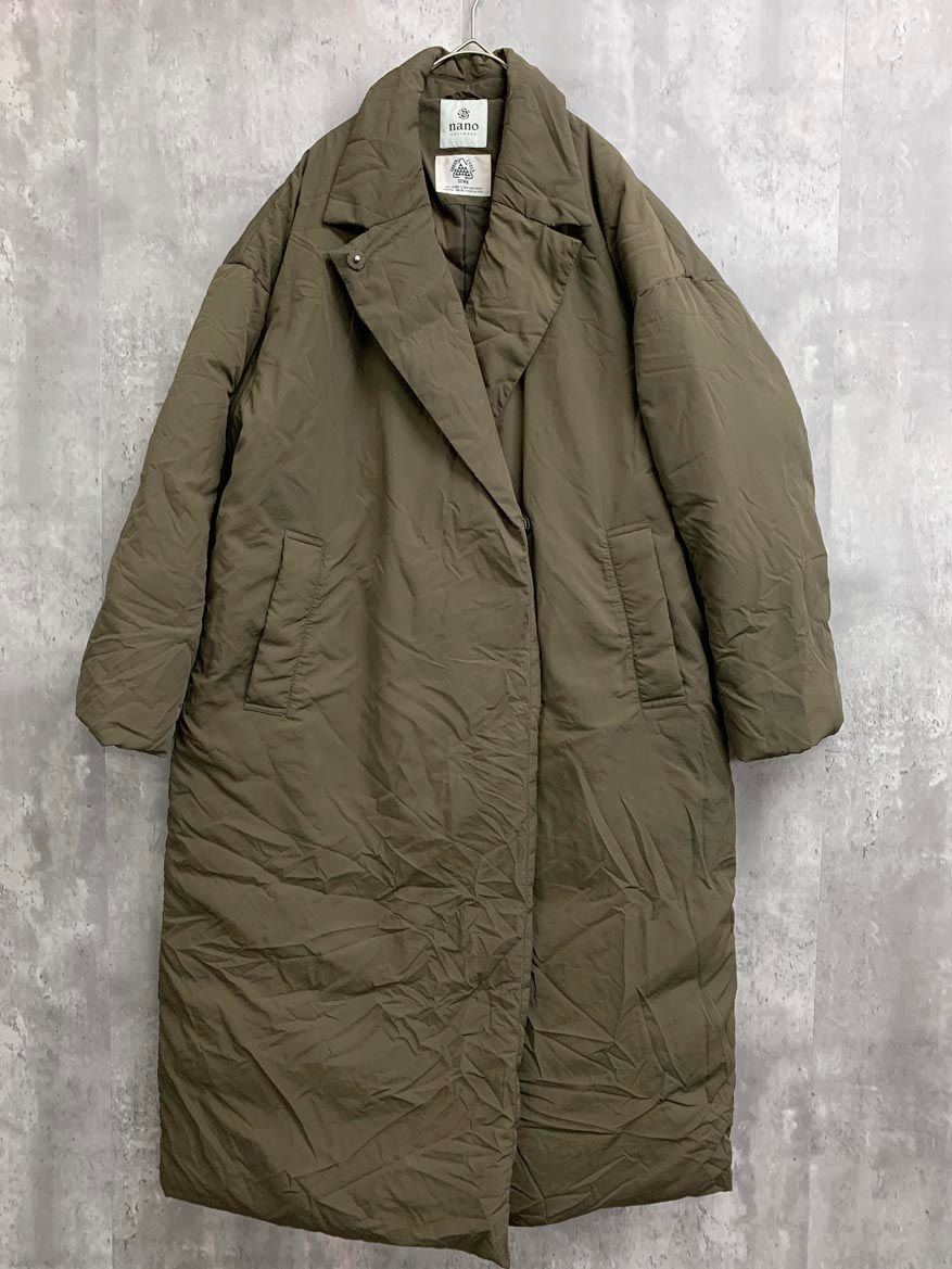 nano universe ナノユニバース ステッチレス ロングダウン コート size 38 カーキ ◎レディース