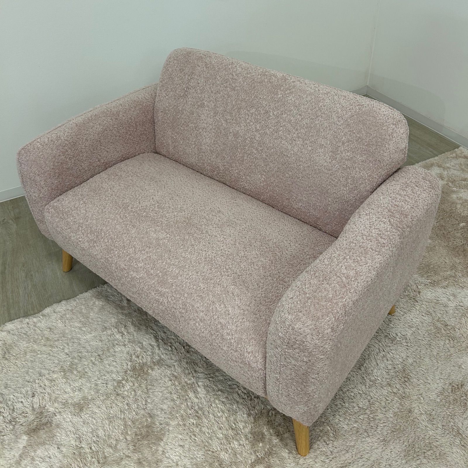  2Pソファ 2人掛けソファ 幅127cm コンパクト 北欧風 キュート 二人掛け かわいい 韓国 大人かわいい パステルピンク シンプル ファブリックソファ カフェ風 ヴィンテージソファベッド 2人掛け 3人掛けソファ ソファ ソファベッド