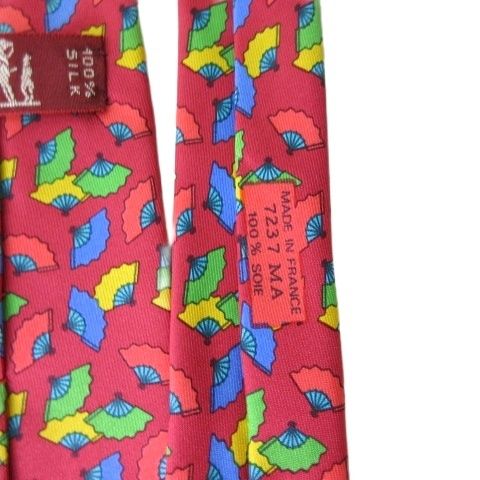 エルメス HERMES ネクタイ 7237MA シルク 扇柄 赤 レッド - メルカリ