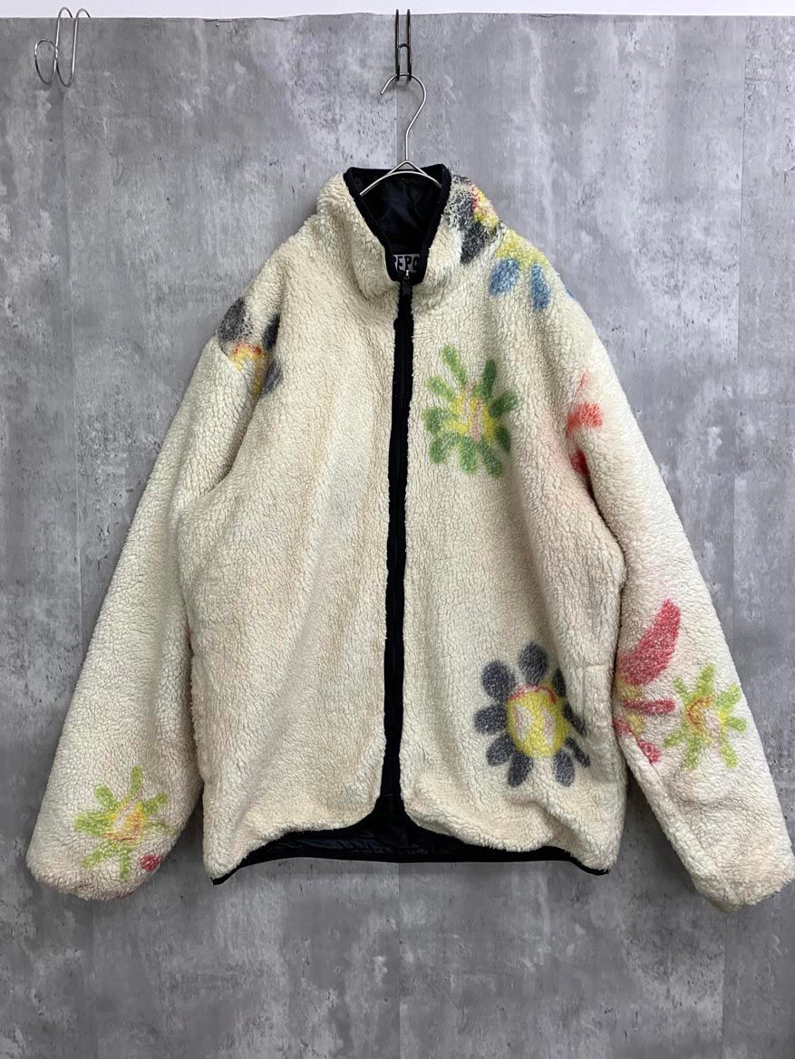 Carne Bollente カルネボレンテ 花柄 フリース ジャケット sizeＬ アイボリー ◎レディース