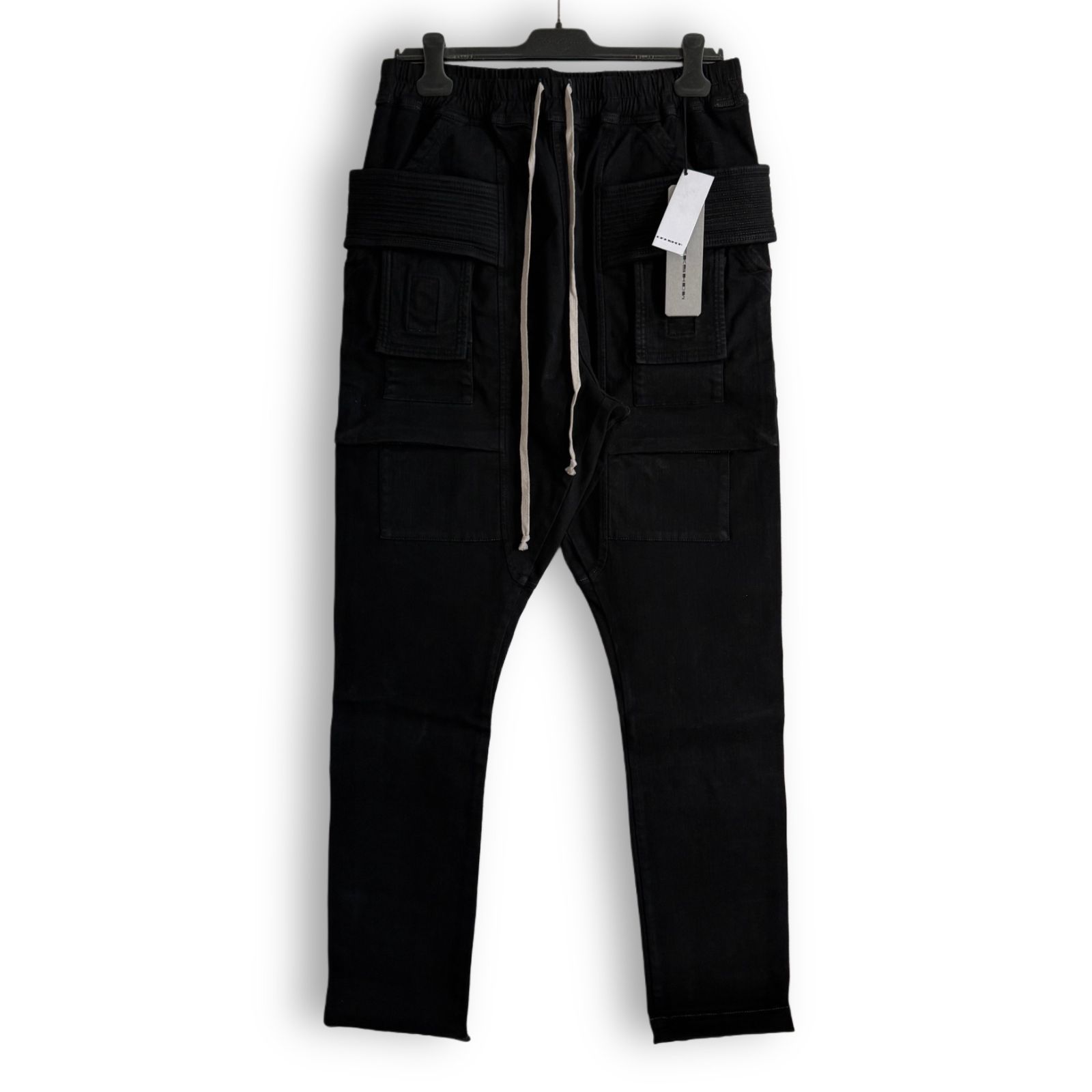 【新品】Rick Owens DRKSHDW リックオウエンス ダークシャドウ Creatch Cargo Drawstring ブラック ジーンズ カーゴパンツ L メンズ