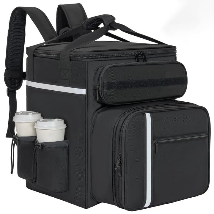 Rxakudedo デリバリーバック 配達用 業務用 大容量 保温保冷 ピザバッグ バックパック型 防水 撥水 リフレクター付き 自転車 バイク 配達員 防寒 防暑