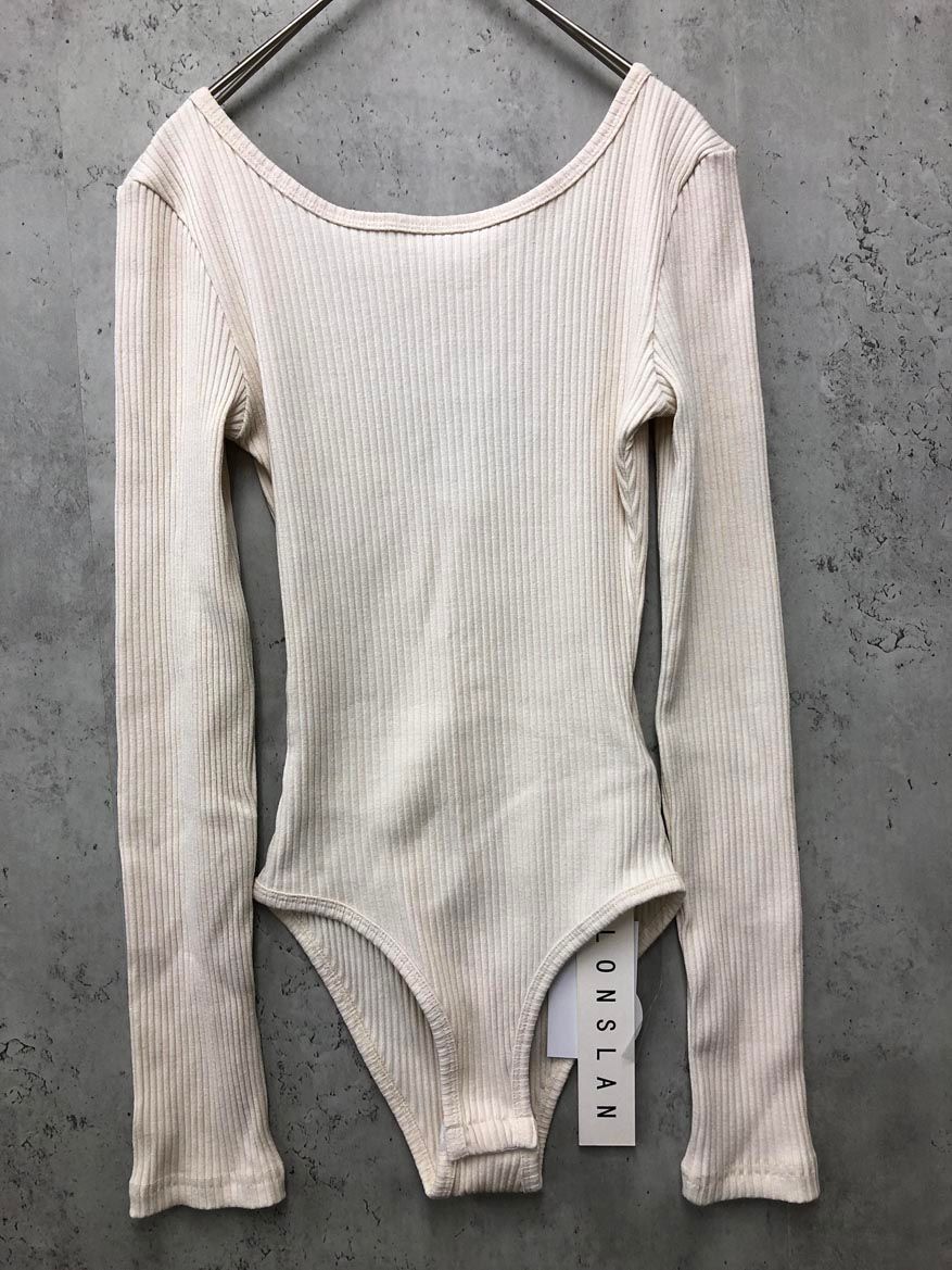 LONSLAN ロンスラン SANSeLF バックオープンボディースーツトップス カットソー sizeF アイボリー ◎レディース