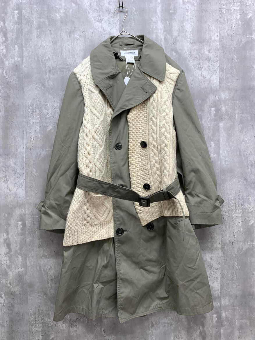 ディスカバード フィッシャーマンニットドッキング トレンチ コート sizeF カーキ ◎メンズ