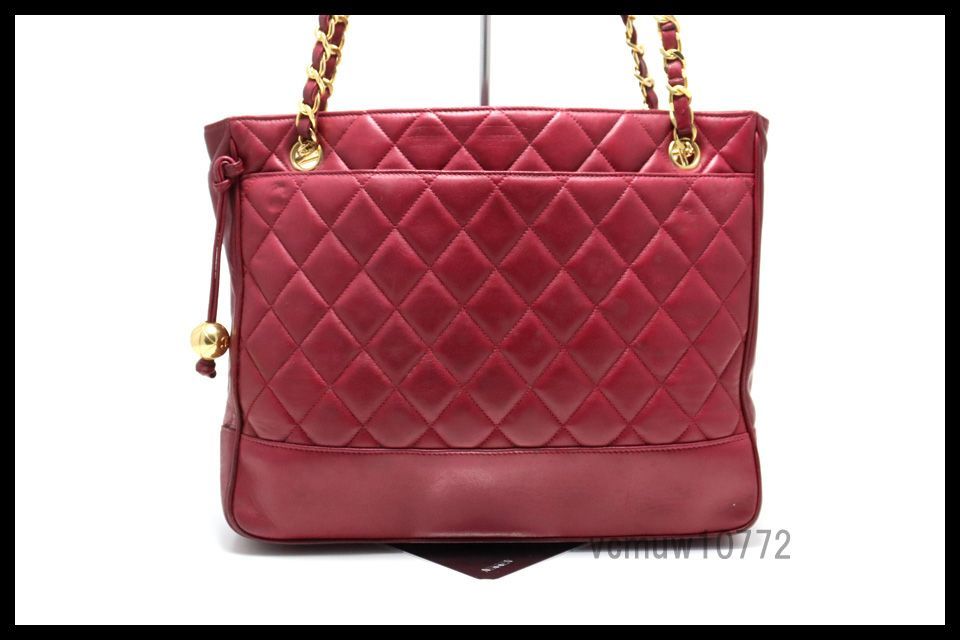 美 CHANEL 3番台 マトラッセ GD金具 レザー チェーンショルダーバッグ シャネル 1002 gf 200-3 D