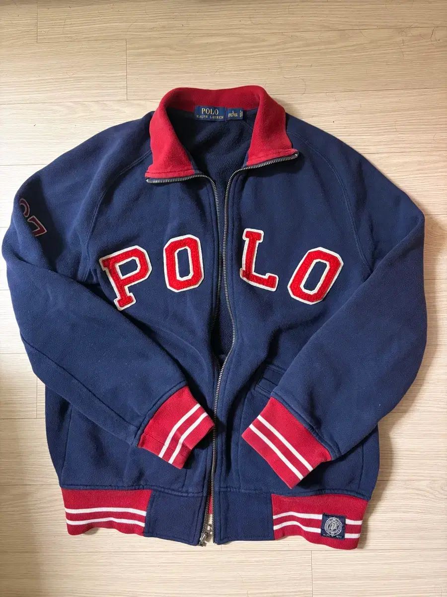 ポロラルフローレン ネイビー コットン ジップアップ ジャージ