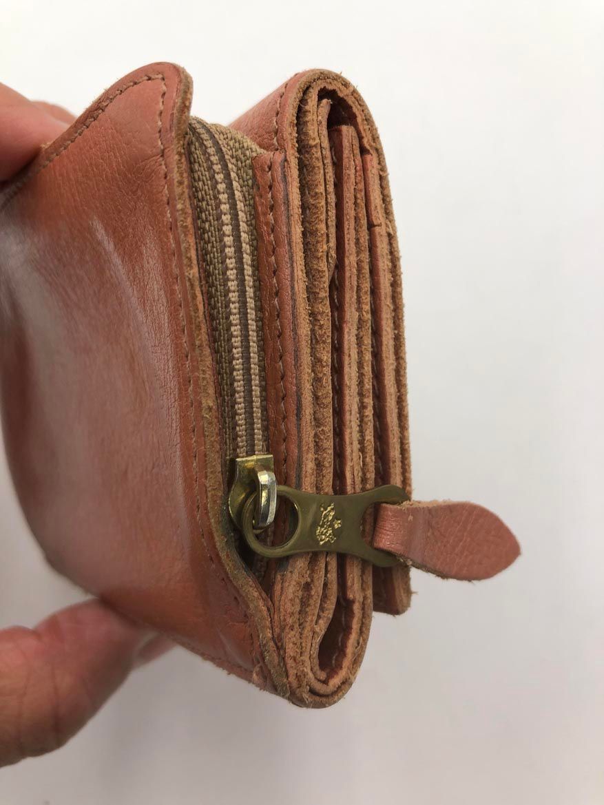 IL BISONTE イルビゾンテ c 0593 イタリア製 三つ折り 財布 サーモンピンク系 ◎レディース