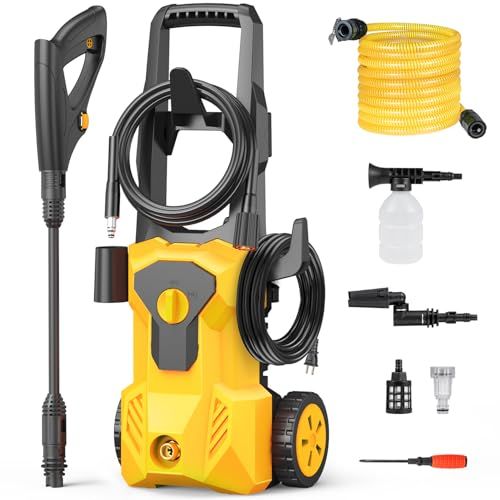 迅速に発送 Amison 高圧洗浄機 3種類のノズル付き 27 mの作業範囲 最大水圧10 MPA 車用 家庭用高圧クリーナー 水道直結 自吸両用 取り付け簡単 豊富な付属品 洗車用 アウトドア用 花の水やり 泥落とし ガラス 路面 階段の清掃 d 9 ec aee