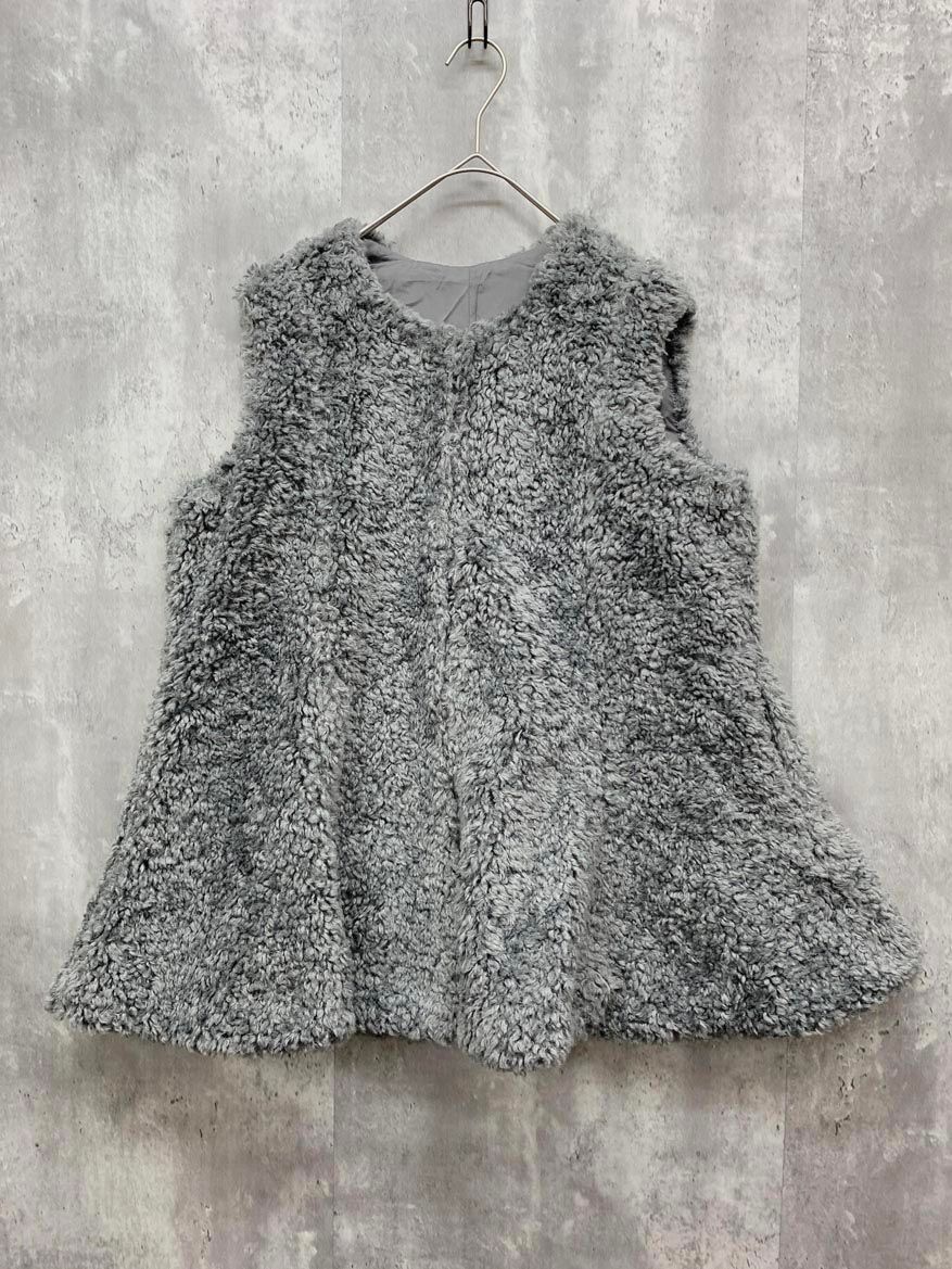 ELFRANK エルフランク ef fu 456 Aラインフェイクファーベスト ジレ ファー ベスト sizeF グレー ◎レディース